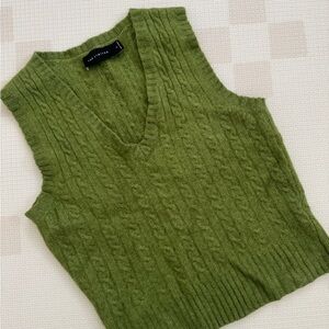 The Limited Olive Cable Knit Vest
